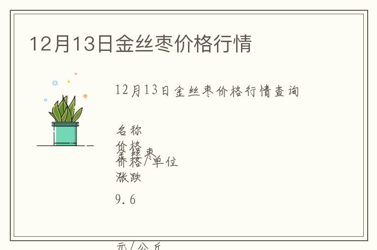 12月13日金絲棗價格行情