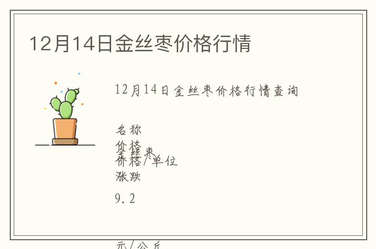 12月14日金絲棗價格行情