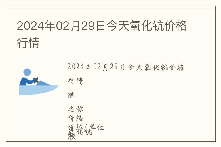 2024年02月29日今天氧化鈧價格行情