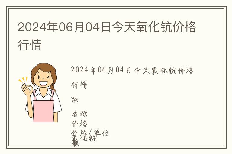2024年06月04日今天氧化鈧價(jià)格行情