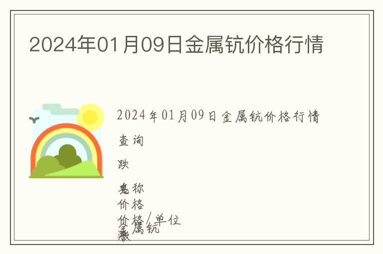 2024年01月09日金屬鈧價格行情