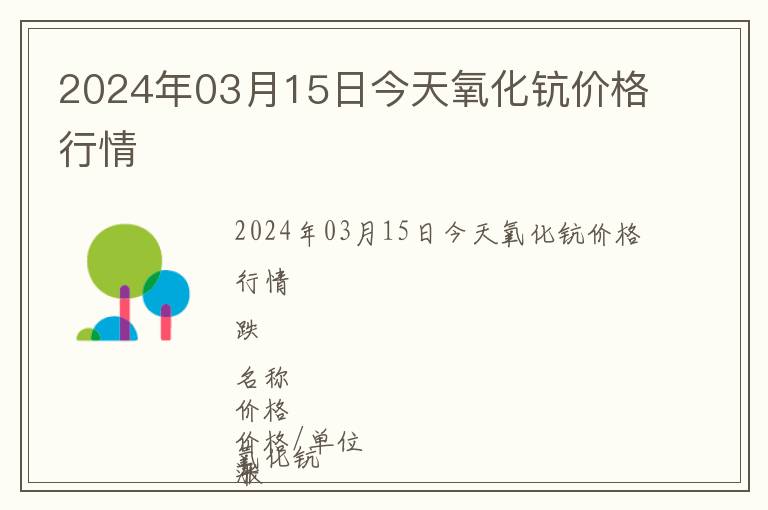 2024年03月15日今天氧化鈧價(jià)格行情
