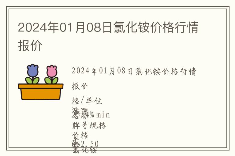 2024年01月08日氯化銨價格行情報價