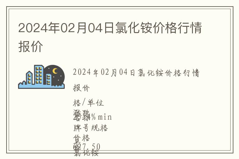 2024年02月04日氯化銨價格行情報價