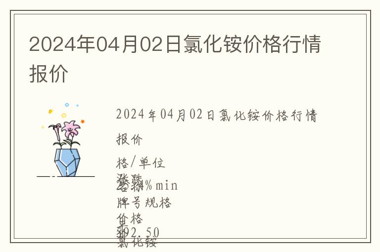 2024年04月02日氯化銨價格行情報價