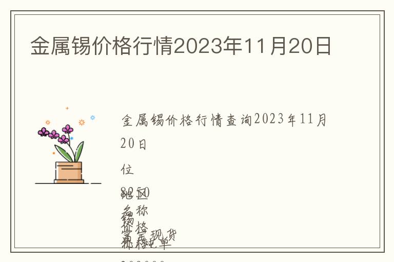 金屬錫價格行情2023年11月20日