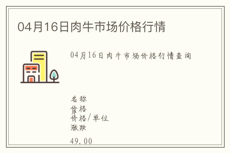 04月16日肉牛市場價格行情