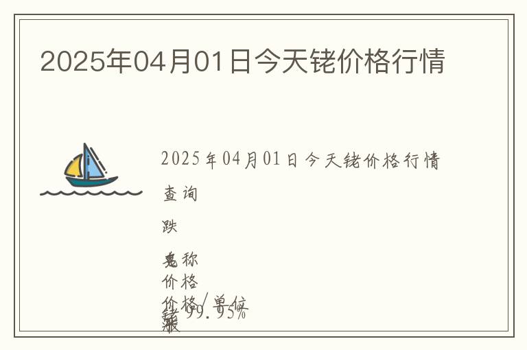 2025年04月01日今天銠價(jià)格行情