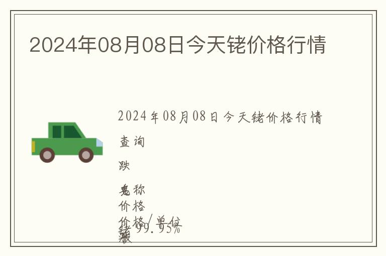 2024年08月08日今天銠價格行情