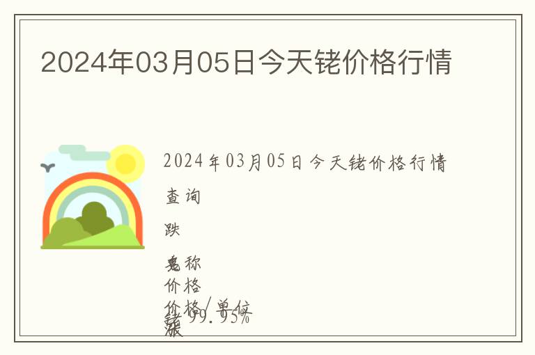 2024年03月05日今天銠價格行情