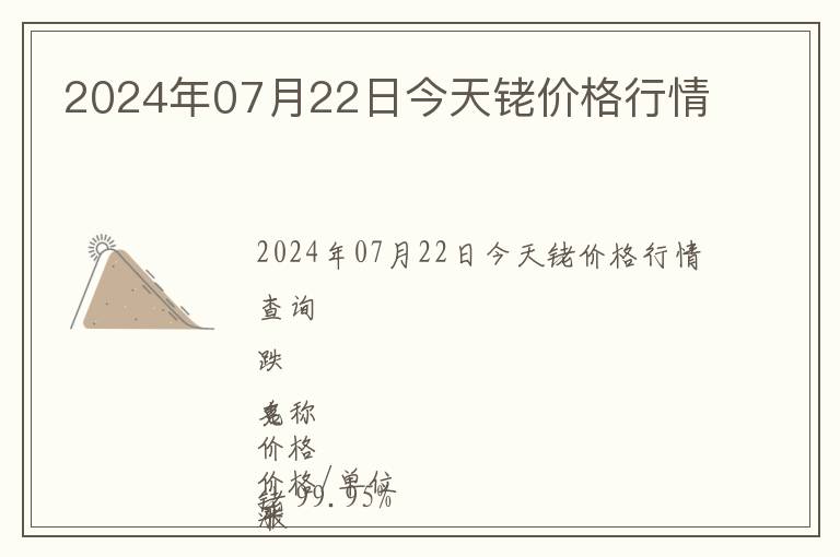 2024年07月22日今天銠價(jià)格行情