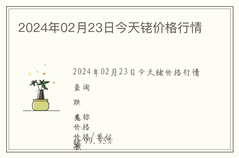 2024年02月23日今天銠價格行情