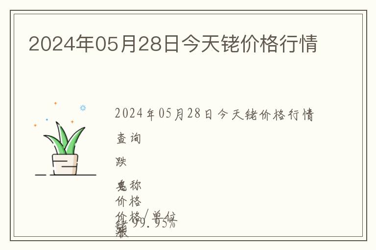 2024年05月28日今天銠價(jià)格行情