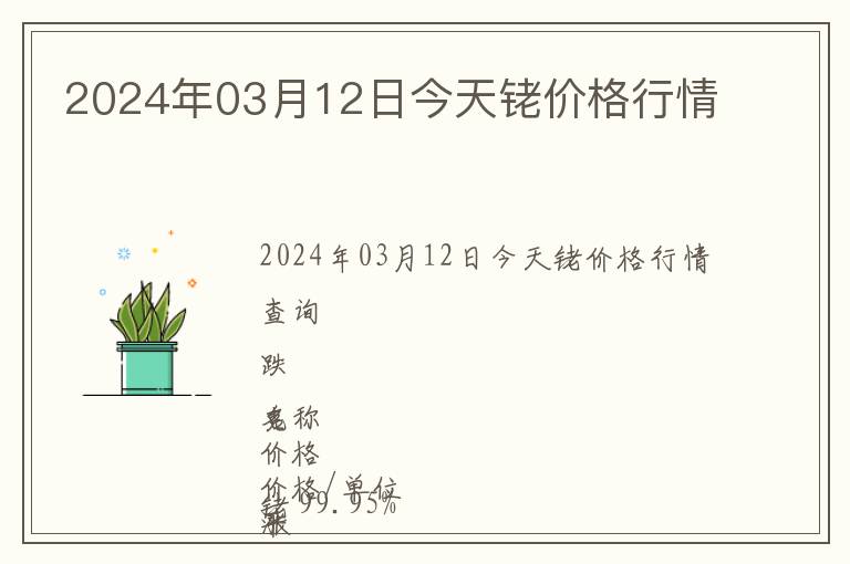 2024年03月12日今天銠價格行情