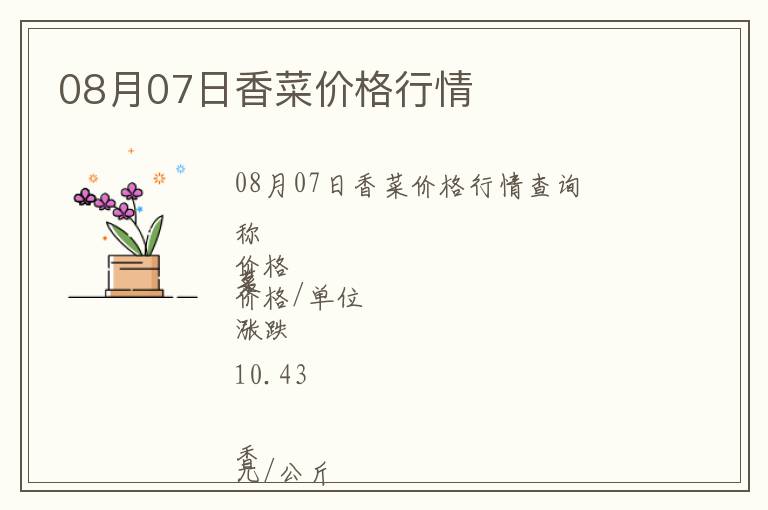 08月07日香菜價(jià)格行情