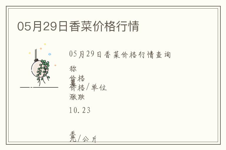 05月29日香菜價格行情