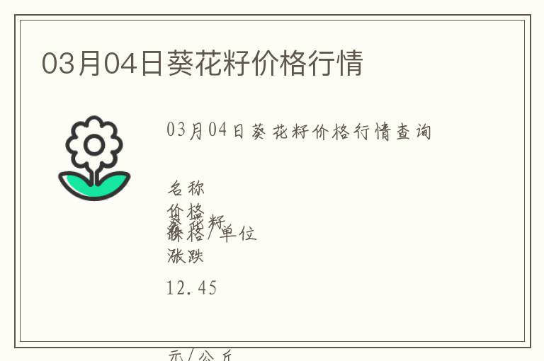 03月04日葵花籽價格行情