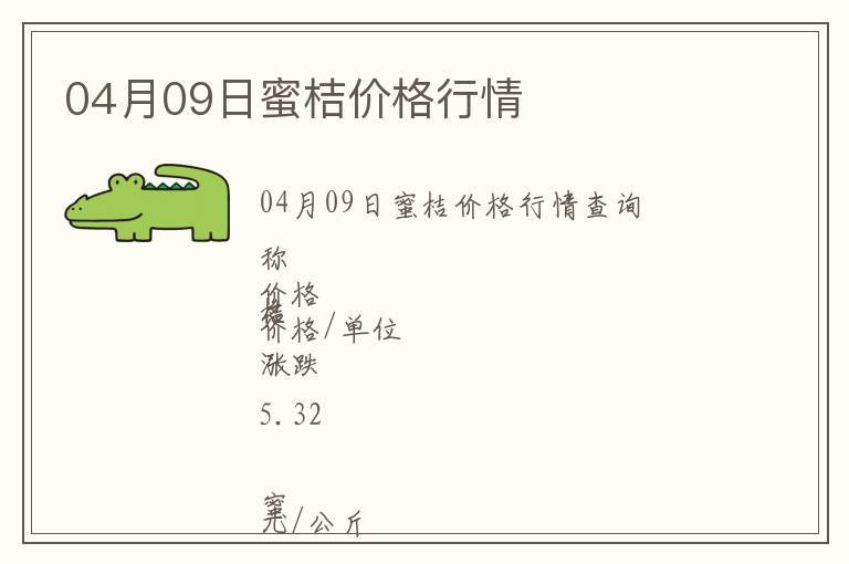 04月09日蜜桔價(jià)格行情