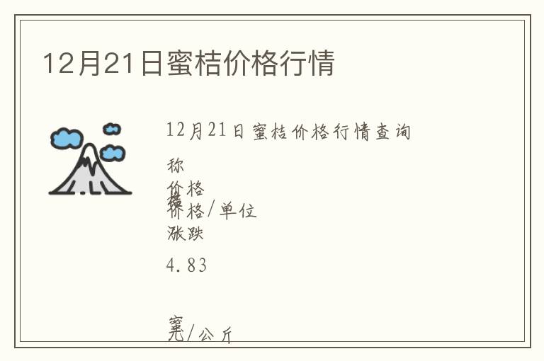 12月21日蜜桔價(jià)格行情