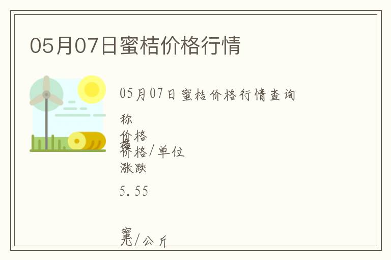 05月07日蜜桔價格行情