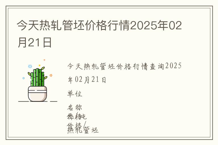 今天熱軋管坯價格行情2025年02月21日