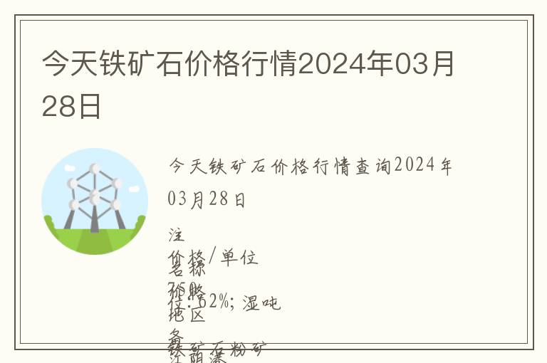 今天鐵礦石價格行情2024年03月28日