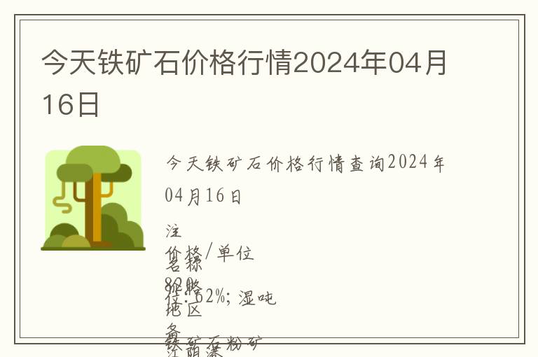 今天鐵礦石價(jià)格行情2024年04月16日