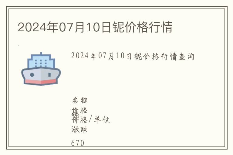 2024年07月10日鈮價(jià)格行情