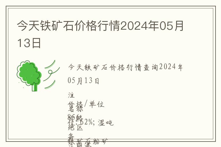 今天鐵礦石價格行情2024年05月13日