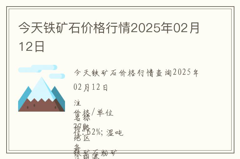 今天鐵礦石價格行情2025年02月12日