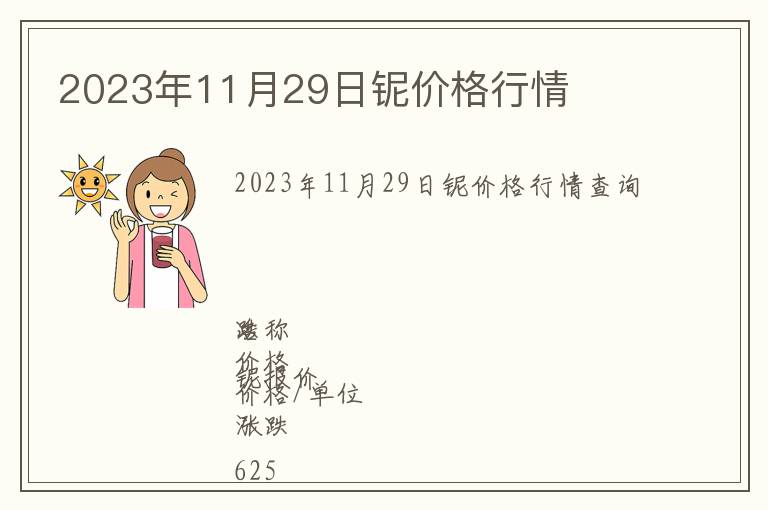 2023年11月29日鈮價(jià)格行情