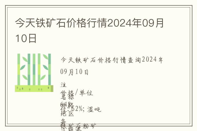 今天鐵礦石價格行情2024年09月10日
