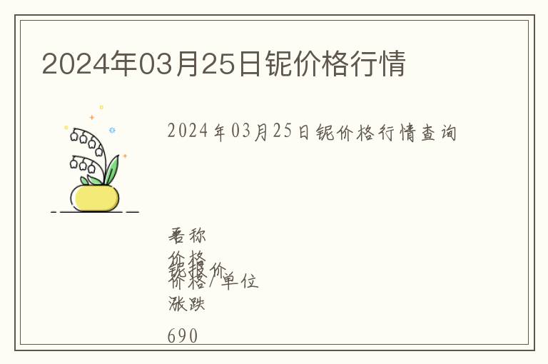 2024年03月25日鈮價(jià)格行情