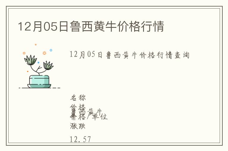 12月05日魯西黃牛價(jià)格行情