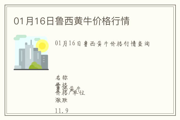 01月16日魯西黃牛價格行情
