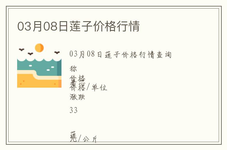 03月08日蓮子價格行情