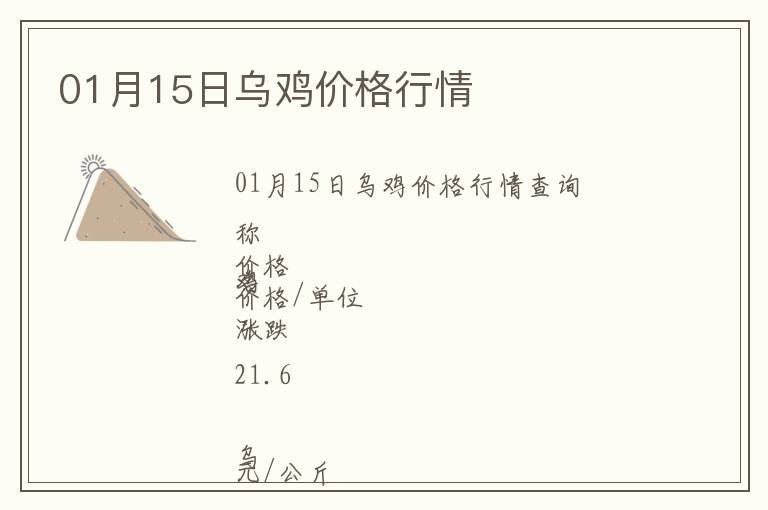01月15日烏雞價格行情