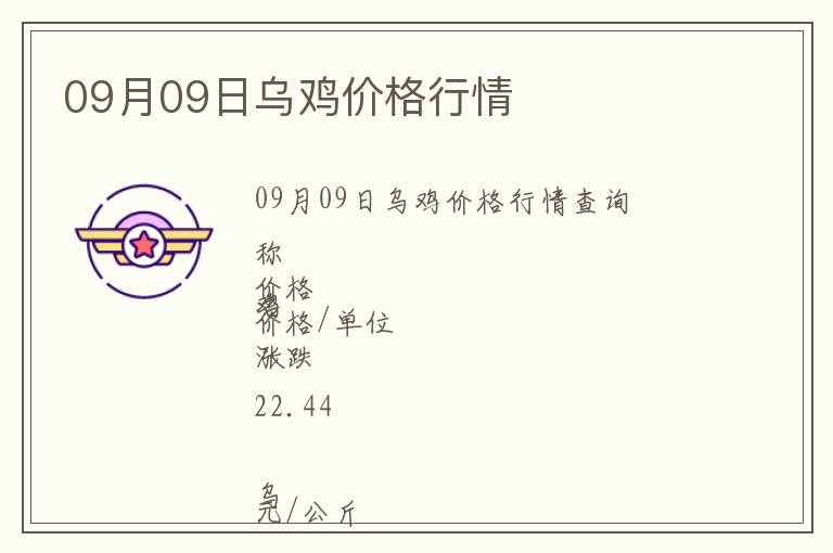 09月09日烏雞價(jià)格行情