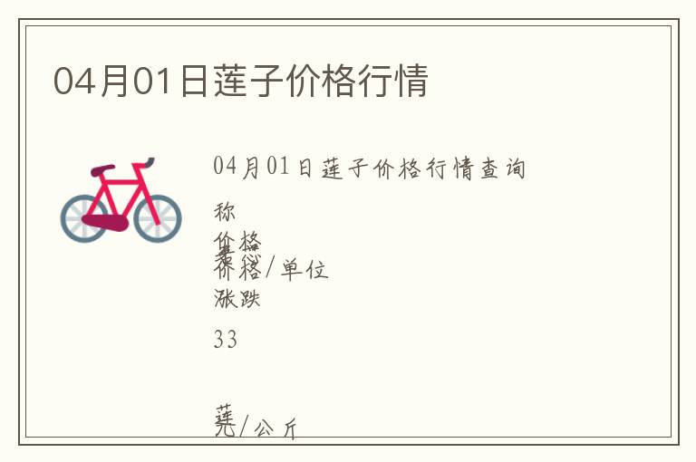 04月01日蓮子價格行情