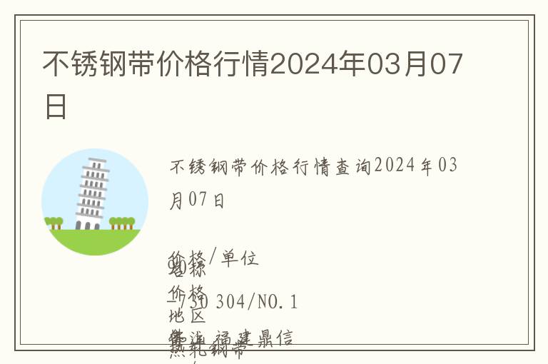 不銹鋼帶價格行情2024年03月07日