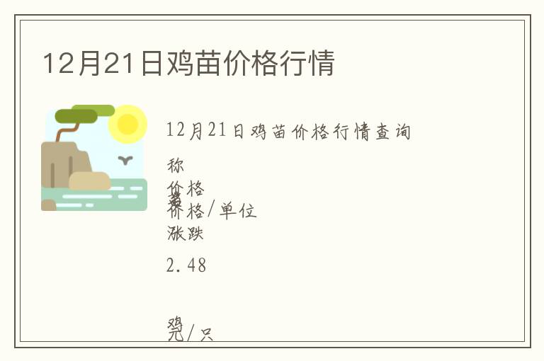 12月21日雞苗價格行情
