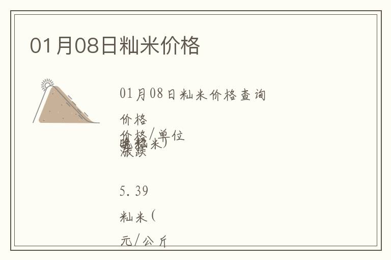 01月08日秈米價格