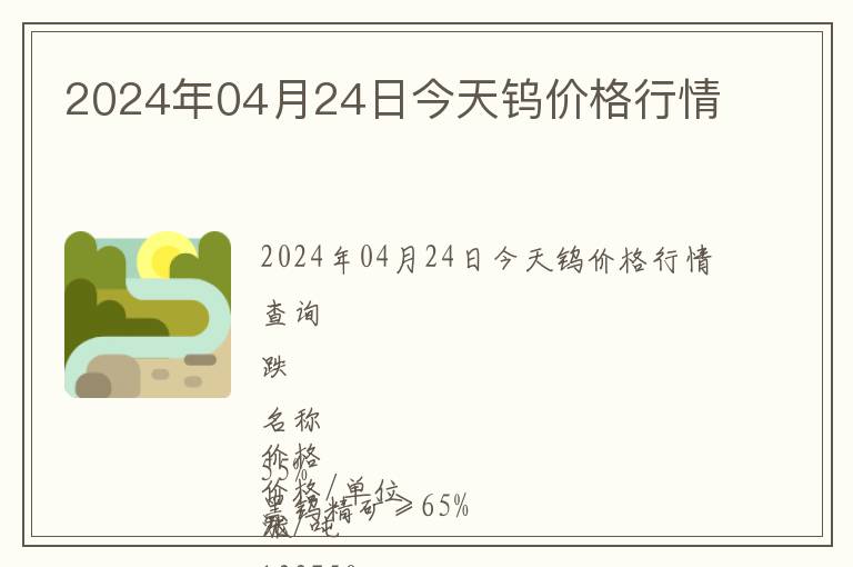 2024年04月24日今天鎢價(jià)格行情