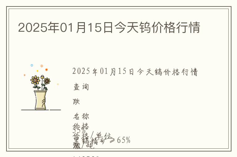 2025年01月15日今天鎢價(jià)格行情