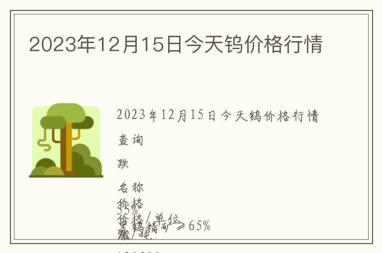 2023年12月15日今天鎢價格行情