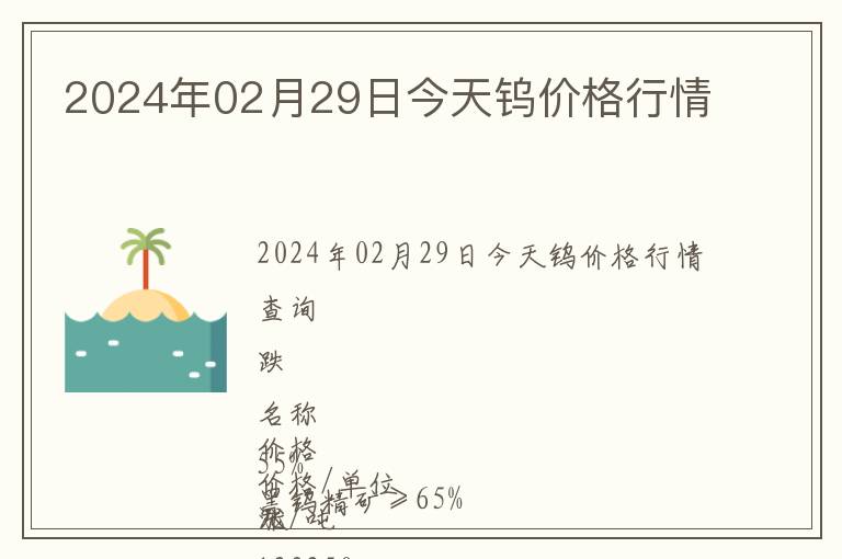 2024年02月29日今天鎢價(jià)格行情