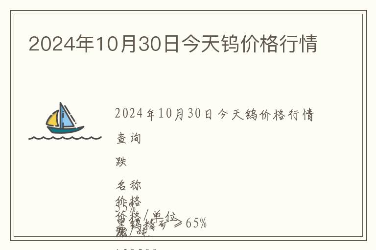 2024年10月30日今天鎢價格行情