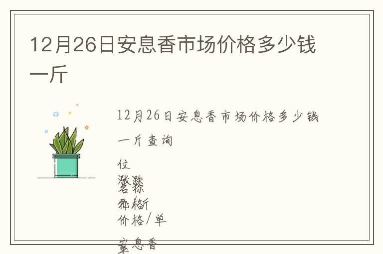 12月26日安息香市場價格多少錢一斤