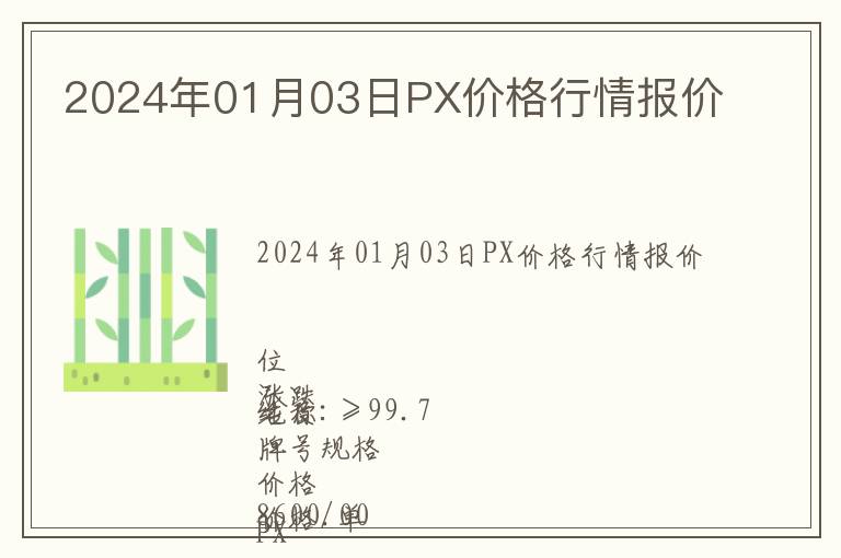2024年01月03日PX價(jià)格行情報(bào)價(jià)
