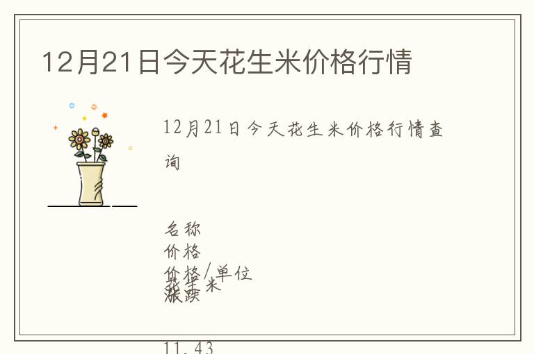 12月21日今天花生米價(jià)格行情